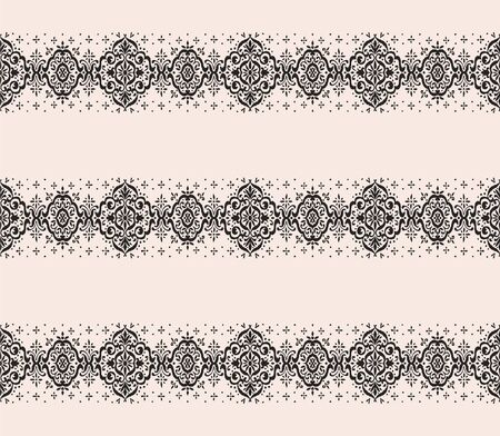 Ikat seamless pattern. Border with snowflakes. Openwork lace. New year Christmas background. Vector...