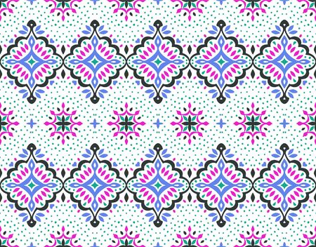 Ikat geometric folklore ornament. Oriental vector damask pattern. Ancient art of Arabesque. Tribal ethnic texture. Spanish motif on the carpet. Aztec style. Indian rug. Gypsy, Mexican embroidery.のイラスト素材