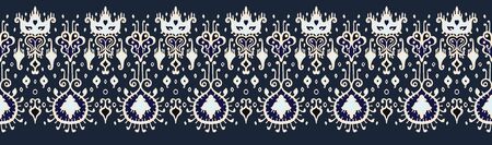 Ikat geometric folklore ornament. Oriental vector damask pattern. Ancient art of Arabesque. Tribal ethnic texture. Spanish motif on the carpet. Aztec style. Indian rug. Gypsy, Mexican embroidery.のイラスト素材