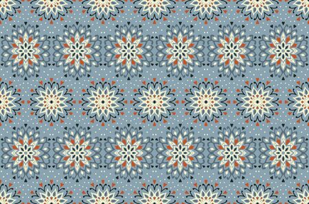 Seamless floral pattern. Stylized doodle flowers. Spanish ethnic embroidery. Folk ornament. Solar...
