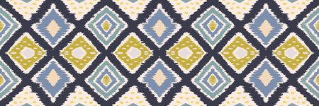 Ikat geometric folklore ornament with diamonds. Tribal ethnic vector texture. Seamless striped...