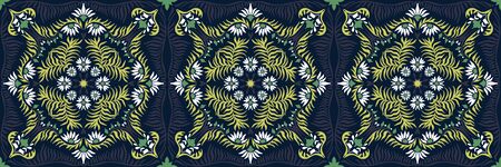 Bandana print. Women's shawl with floral pattern. Mediterranean wallpaper. Portuguese tile azulejo....