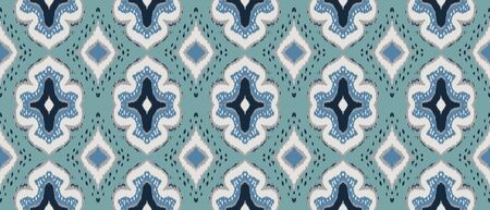 Ikat geometric folklore ornament with diamonds. Damask rug. Tribal ethnic vector texture. Persian...