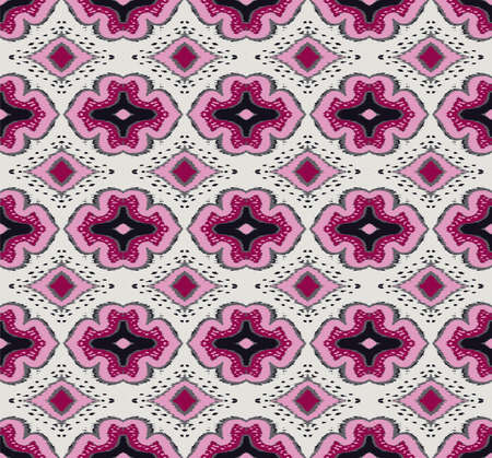 Ikat geometric folklore ornament with diamonds. Damask rug. Tribal ethnic vector texture. Persian...