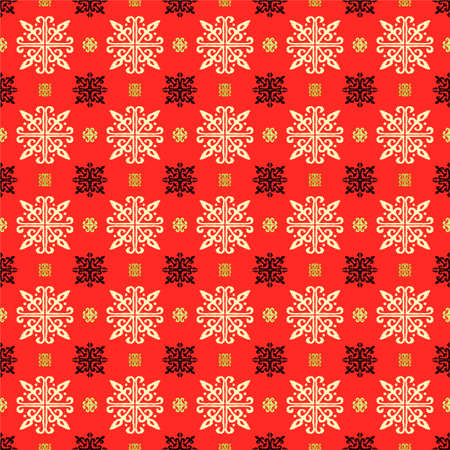 Christmas drawing with snowflakes. The Nordic style. Folk print with flakes. Scandinavian,...