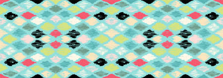 Ikat geometric folklore ornament with diamonds. Tribal ethnic vector texture. Seamless striped...