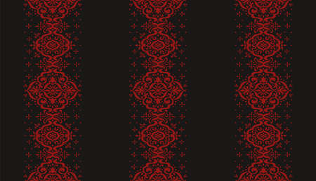 Ikat seamless pattern. Border with snowflakes. Openwork lace. New year Christmas background. Vector...