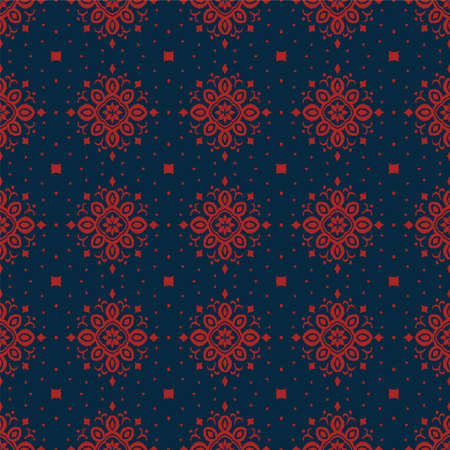 Ikat seamless pattern. Border with snowflakes. Openwork lace. New year Christmas background. Vector tie dye shibori print with stripes and chevron. Ink textured japanese background. Bohemian fashion.のイラスト素材