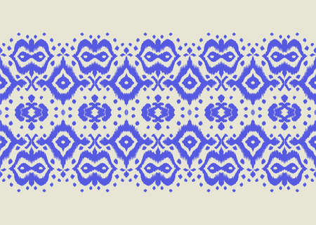 Lace border. Ikat seamless pattern. Vector tie dye shibori print with stripes and chevron. Ink...