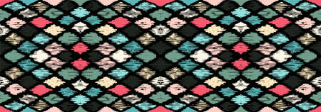 Ikat geometric folklore ornament with diamonds. Tribal ethnic vector texture. Seamless striped...