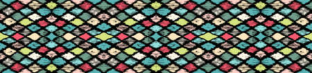 Ikat geometric folklore ornament with diamonds. Tribal ethnic vector texture. Seamless striped...