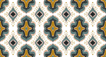Ikat geometric folklore ornament with diamonds. Damask rug. Tribal ethnic vector texture. Persian...