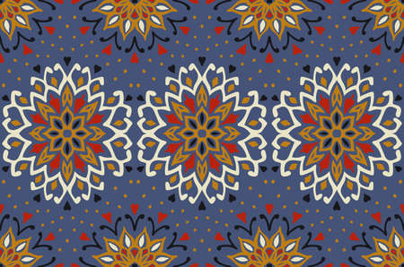 Seamless floral pattern. Stylized doodle flowers. Spanish ethnic embroidery. Folk ornament. Solar...