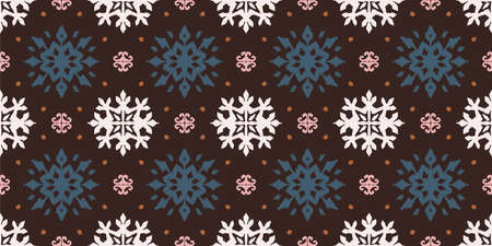 Christmas drawing with snowflakes. The Nordic style. Folk print with flakes. Scandinavian,...