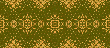 Ikat seamless pattern. Border with snowflakes. Openwork lace. New year Christmas background. Vector tie dye shibori print with stripes and chevron. Ink textured japanese background. Bohemian fashion.のイラスト素材