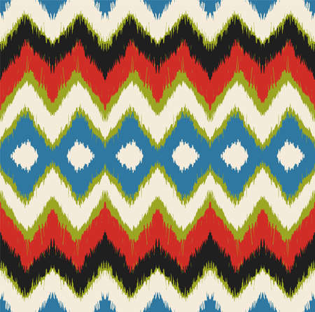 Ikat border. Geometric folk ornament. Ink on clothes. Tribal vector texture. Seamless striped pattern in Aztec style. Ethnic embroidery. Indian, Scandinavian, Gypsy, Mexican, African rug.のイラスト素材
