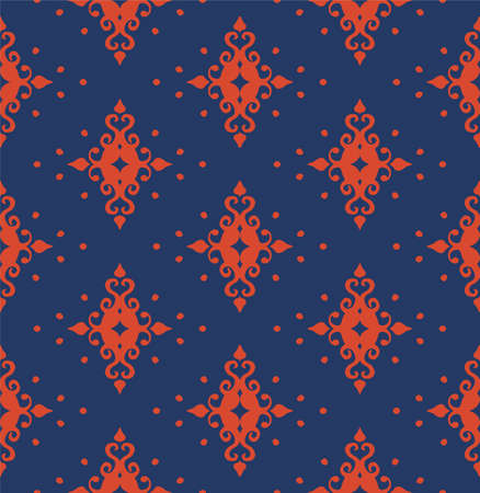 Oriental vector damask pattern. Talavera pottery. Azulejos portugal. Turkish ornament. Spanish porcelain. Ceramic tableware, folk print. Ethnic background. Mediterranean wallpaper.  Talavera pottery.のイラスト素材