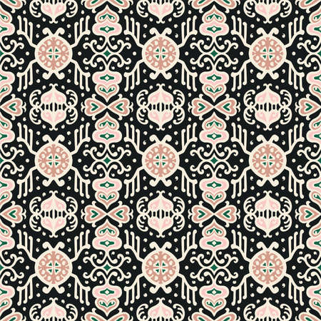 Tribal vector ornament. Seamless African pattern. Ethnic carpet with chevrons. Aztec style. Geometric mosaic on the tile, majolica. Ancient interior. Asian rug. Geo print on textile. Kente Cloth.のイラスト素材