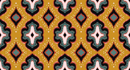 Ikat geometric folklore ornament with diamonds. Damask rug. Tribal ethnic vector texture. Persian...
