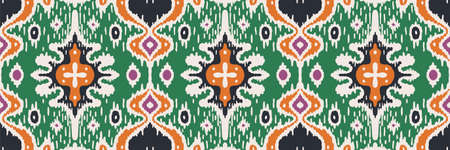 Ikat geometric folklore ornament. Oriental vector damask pattern. Ancient art of Arabesque. Tribal...