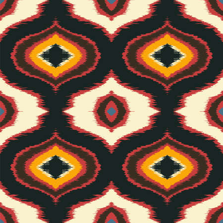 Ikat geometric folklore ornament with diamonds. Tribal ethnic vector texture. Seamless striped pattern in Aztec style. Folk embroidery. Indian, Scandinavian, Gypsy, Mexican, African rug.のイラスト素材