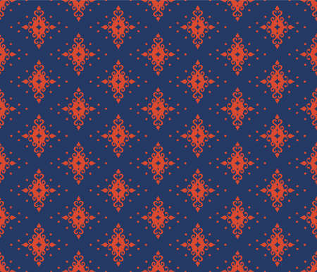 Oriental vector damask pattern. Talavera pottery. Azulejos portugal. Turkish ornament. Spanish porcelain. Ceramic tableware, folk print. Ethnic background. Mediterranean wallpaper.  Talavera pottery.のイラスト素材