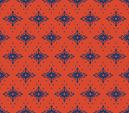 Oriental vector damask pattern. Talavera pottery. Azulejos portugal. Turkish ornament. Spanish porcelain. Ceramic tableware, folk print. Ethnic background. Mediterranean wallpaper.  Talavera pottery.のイラスト素材