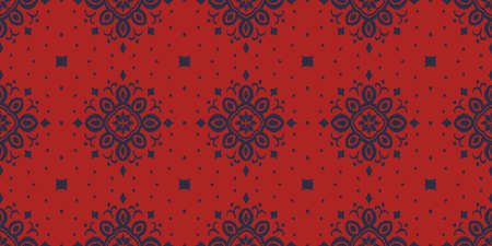 Ikat seamless pattern. Border with snowflakes. Openwork lace. New year Christmas background. Vector...
