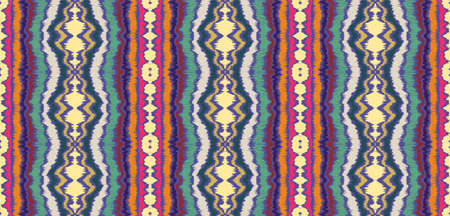 Ikat border. Geometric folk ornament. Ink on clothes. Tribal vector texture. Seamless striped...
