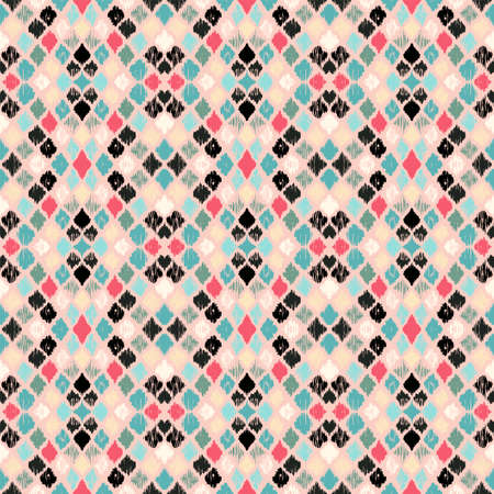 Ikat geometric folklore ornament with diamonds. Tribal ethnic vector texture. Seamless striped...