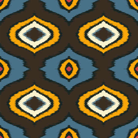 Ikat geometric folklore ornament with diamonds. Tribal ethnic vector texture. Seamless striped...
