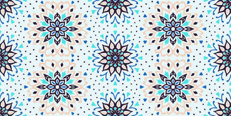 Seamless floral pattern. Stylized doodle flowers. Spanish ethnic embroidery. Folk ornament. Solar...