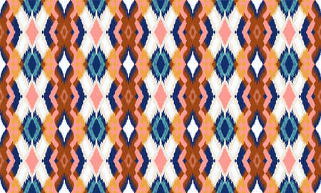 Ikat geometric folklore ornament with diamonds. Tribal ethnic vector texture. Seamless striped...