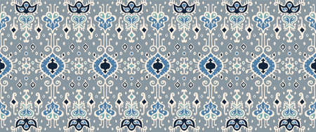 Ikat geometric folklore ornament. Oriental vector damask pattern. Ancient art of Arabesque. Tribal...