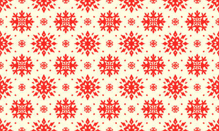 Christmas drawing with snowflakes. The Nordic style. Folk print with flakes. Scandinavian, Portuguese ornament. Spanish porcelain. Oriental damask. Ethnic motif. Ikat geometric folklore background. のイラスト素材