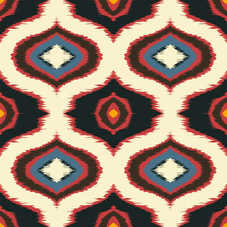 Ikat geometric folklore ornament with diamonds. Tribal ethnic vector texture. Seamless striped pattern in Aztec style. Folk embroidery. Indian, Scandinavian, Gypsy, Mexican, African rug.のイラスト素材