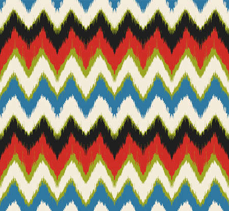 Ikat border. Geometric folk ornament. Ink on clothes. Tribal vector texture. Seamless striped...