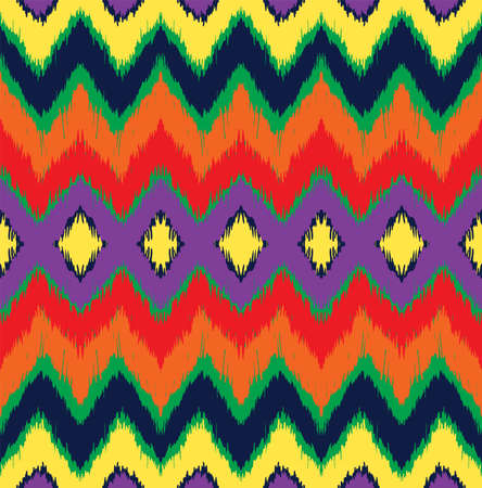 Ikat border. Geometric folk ornament. Ink on clothes. Tribal vector texture. Seamless striped pattern in Aztec style. Ethnic embroidery. Indian, Scandinavian, Gypsy, Mexican, African rug.のイラスト素材
