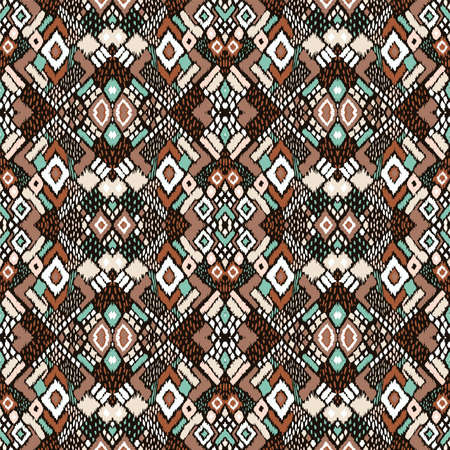 Ikat geometric folklore ornament with diamonds. Tribal ethnic vector texture. Seamless striped...