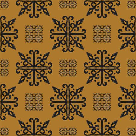 Christmas drawing with snowflakes. The Nordic style. Folk print with flakes. Scandinavian, Portuguese ornament. Spanish porcelain. Oriental damask. Ethnic motif. Ikat geometric folklore background.のイラスト素材