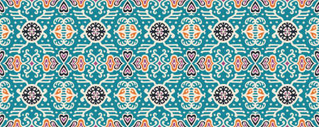 Tribal vector ornament. Seamless African pattern. Ethnic carpet with chevrons. Aztec style. Geometric mosaic on the tile, majolica. Ancient interior. Asian rug. Geo print on textile. Kente Cloth.のイラスト素材