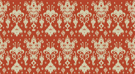 Ikat geometric folklore ornament. Oriental vector damask pattern. Ancient art of Arabesque. Tribal ethnic texture. Spanish motif on the carpet. Aztec style. Indian rug. Gypsy, Mexican embroidery.のイラスト素材
