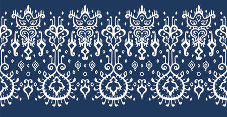 Ikat geometric folklore ornament. Oriental vector damask pattern. Ancient art of Arabesque. Tribal ethnic texture. Spanish motif on the carpet. Aztec style. Indian rug. Gypsy, Mexican embroidery.のイラスト素材