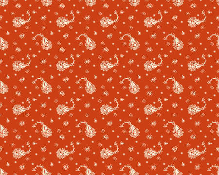 Bandana Print. Vector seamless pattern with paisley ornament. Silk neck scarf or kerchief. Floral...