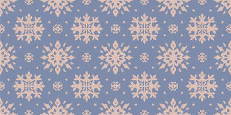 Christmas drawing with snowflakes. The Nordic style. Folk print with flakes. Scandinavian,...