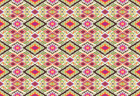 Ikat geometric folklore ornament with diamonds. Tribal ethnic vector texture. Seamless striped...