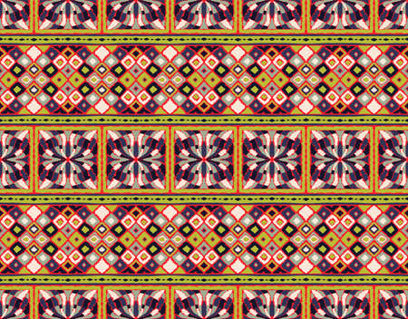 Ikat geometric folklore ornament. Tribal ethnic vector texture. Seamless striped pattern in Aztec...