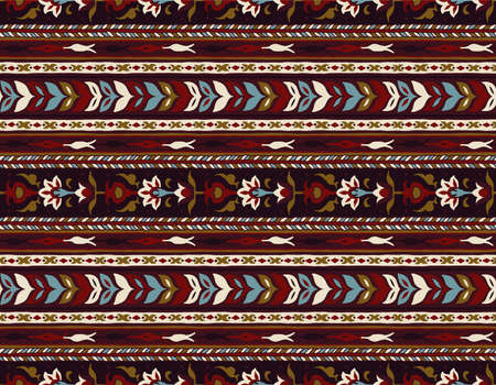 Christmas drawing with snowflakes. The Nordic style. Folk print with flakes. Scandinavian, Portuguese ornament. Spanish porcelain. Oriental damask. Ethnic motif. Ikat geometric folklore background.のイラスト素材