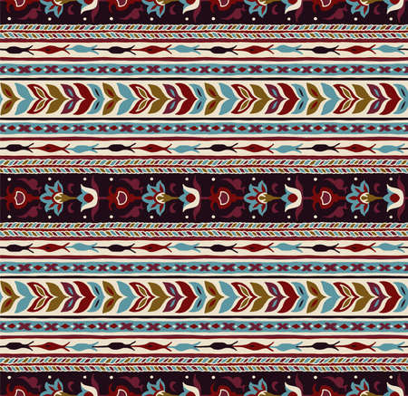 Ikat geometric folklore ornament with diamonds. Tribal ethnic vector texture. Seamless striped pattern in Aztec style. Folk embroidery. Indian, Scandinavian, Gypsy, Mexican, African rug.のイラスト素材