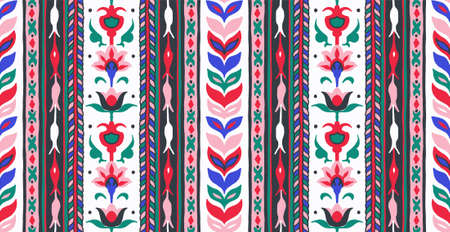 Ikat geometric folklore ornament. Tribal ethnic vector texture. Seamless striped pattern in Aztec...
